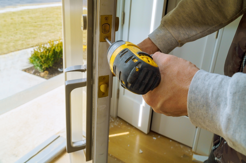 Different entry door replacement materials including wood, fiberglass, and steel doors displayed for homeowners